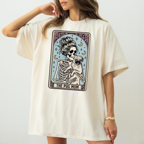 Tops - Retro Pug Shirt, Gift for Pug Lover, Halloween Dog Shirt